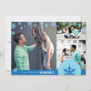 De Festividades cartão com fotos Fotográfico Snowflake 5x7 3