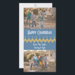 De Festividades Cartão com fotos Hanukkah com envelope branco "Che<br><div class="desc">Hanukkah,  "Chevron Menorah." Brilhante,  Cartão com fotos com envelope branco. Personalize substituindo fotos e texto. Personalize o texto escolhendo o estilo,  cor e tamanho da sua fonte favorita. Obrigados para parar e comprar! Muito apreciado. Feliz Hanukkah!</div>