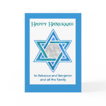 Cartão com fotos Hanukkah personalizável, Estrela