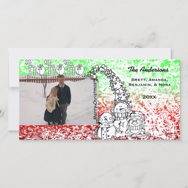 De Festividades Cartão com fotos Ho Ho Holidays (Frente)