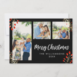 De Festividades Cartão com fotos Holiday 3 | Berries vermelhos e f