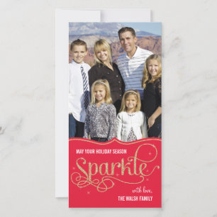 De Festividades Cartão com fotos Holiday Sparkle - Vermelho