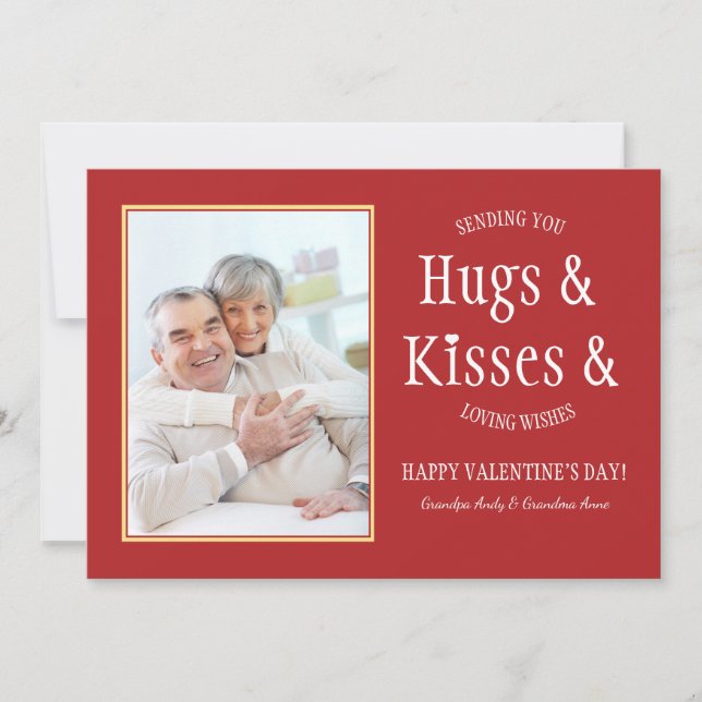 De Festividades Cartão com fotos Hugs & Kisses (Frente)