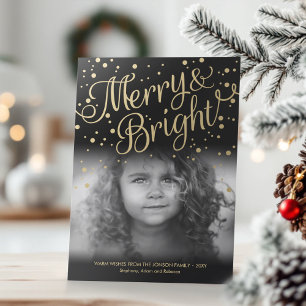 De Festividades Cartão com fotos Personalizado Dourado do Brilho