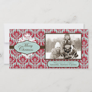 De Festividades Cartão com fotos Retro da Brocade Natal