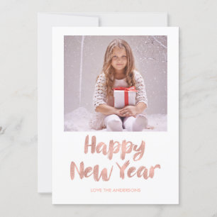 De Festividades Cartão com fotos rosa Gold Foil Feliz ano novo
