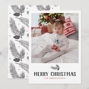 De Festividades Cartão com fotos Simples Evergreen Branch Family
