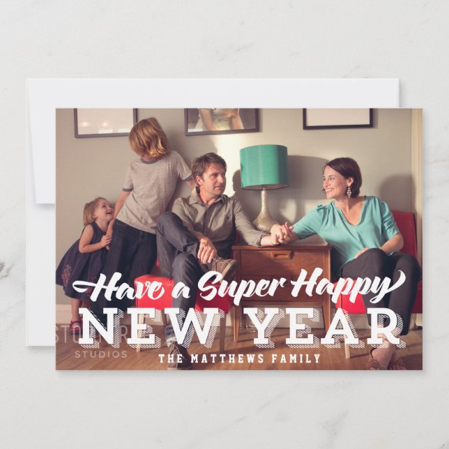 De Festividades Cartão com fotos Super Feliz ano novo (Frente)