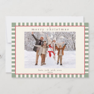 De Festividades Cartão com fotos verde riscado para o Natal