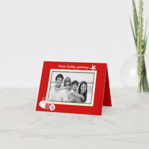 De Festividades Cartão com fotos Vermelho e Branco sobre o Tema T