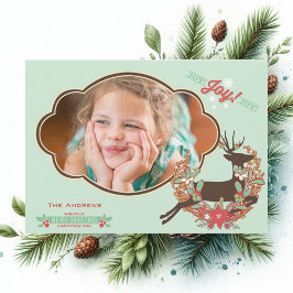 De Festividades Cartão com fotos vermelho e da hortelã dos cervos