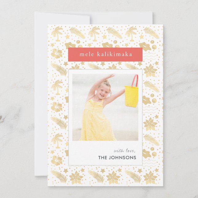 De Festividades Cartão com fotos Vermelho Natal do Havaí Mele Kali (Frente)