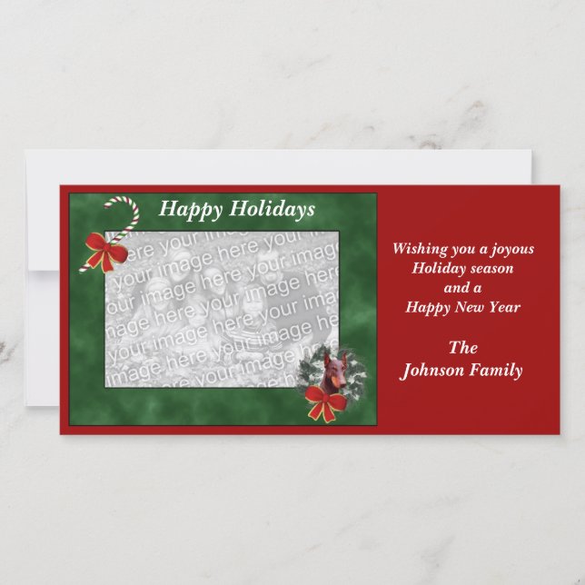 De Festividades Cartão com fotos Wreath do Doberman Natal Holiday (Frente)