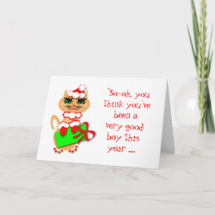 De Festividades Cartão cómico do gatinho do papai noel do Natal