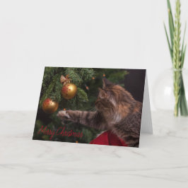 De Festividades Cartão da árvore do gato do Feliz Natal - VAZIO