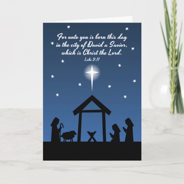 De Festividades Cartão da escritura da natividade do Natal (Frente)