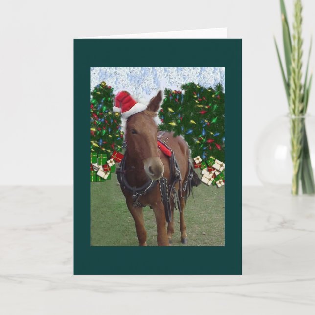 De Festividades Cartão da mula do Feliz Natal (Frente)