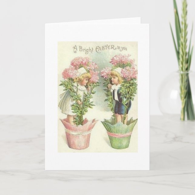 De Festividades Cartão da páscoa das crianças do Victorian (Frente)