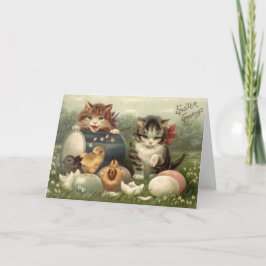 De Festividades Cartão da páscoa dos gatinhos do Victorian