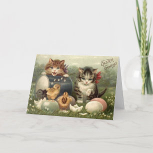 De Festividades Cartão da páscoa dos gatinhos do Victorian