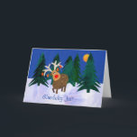 De Festividades Cartão da rena do Natal com cumprimento<br><div class="desc">Um cartão de Natal com uma rena com os ornamento que penduram de seus antlers, feitos de uma colagem pintado à mão, de papel, e do cumprimento no dinamarquês. Contacte-me por favor através de minha loja se você gostaria do texto da capa mudado (por exemplo a uma língua diferente) e...</div>