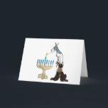 De Festividades cartão do chanukah (Hanukkah)<br><div class="desc">schnauzer s do cartão do chanukah (Hanukkah) que ilumina o menorah</div>