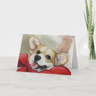 De Festividades Cartão do Corgi e do Natal do papai noel