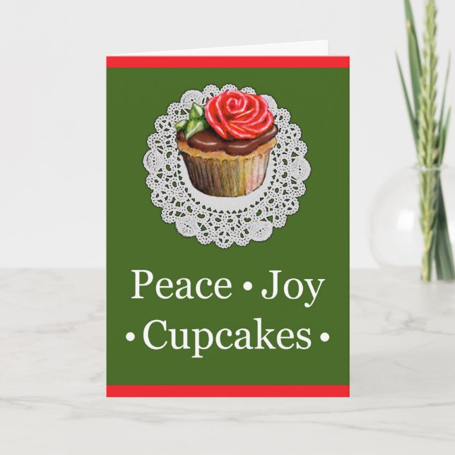 De Festividades Cartão do cupcake do Natal (Frente)