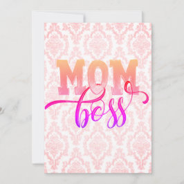 De Festividades Cartão do Dia das Mães - Chefe MÃE - Rosa Elegante