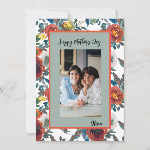De Festividades Cartão do Dia das Mães com Foto Colorida e Flores