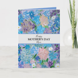De Festividades Cartão do Dia das Mães Floral Blue Haze Personaliz