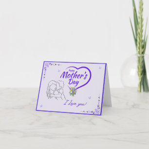 De Festividades Cartão do Dia das Mães Mãe e Filho Contorno do Cor