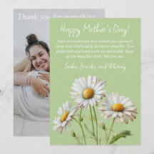 Cartão do Dia das Mães Margaridas Verde Claro|1 Fo