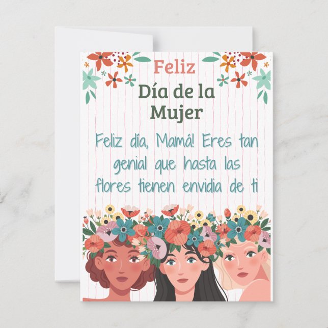 De Festividades Cartão do Dia das Mulheres Feliz para Mãe Espanhol (Frente)