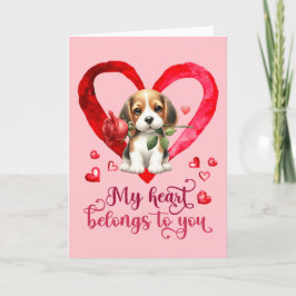 De Festividades Cartão do Dia dos Namorados com Beagle em Aquarela