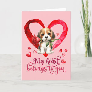 De Festividades Cartão do Dia dos Namorados com Beagle em Aquarela