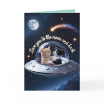 Cartão do Dia dos Namorados do Gatinho na Lua