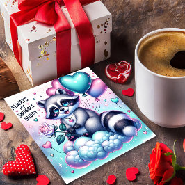 De Festividades Cartão do Dia dos Namorados do Guaxinim com Buquê 