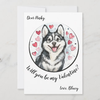 De Festividades Cartão do Dia dos Namorados personalizável Husky