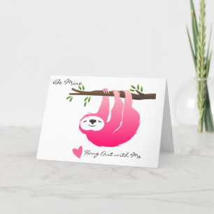 De Festividades Cartão do Dia dos Namorados Sloth Suspenso Rosa se