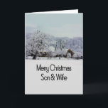 De Festividades cartão do Feliz Natal do filho e da esposa<br><div class="desc">' Tis a estação a party e comemorar: Feliz Natal! Surpreenda seus mais próximo e mais caro, seus amigos, colegas de trabalho, vizinhos ou mesmo seu chefe com um cartão especial. Muito design diferente disponível: de um cartão moderno da fotografia da colagem, uns ornamento de mistura e umas paisagens do...</div>