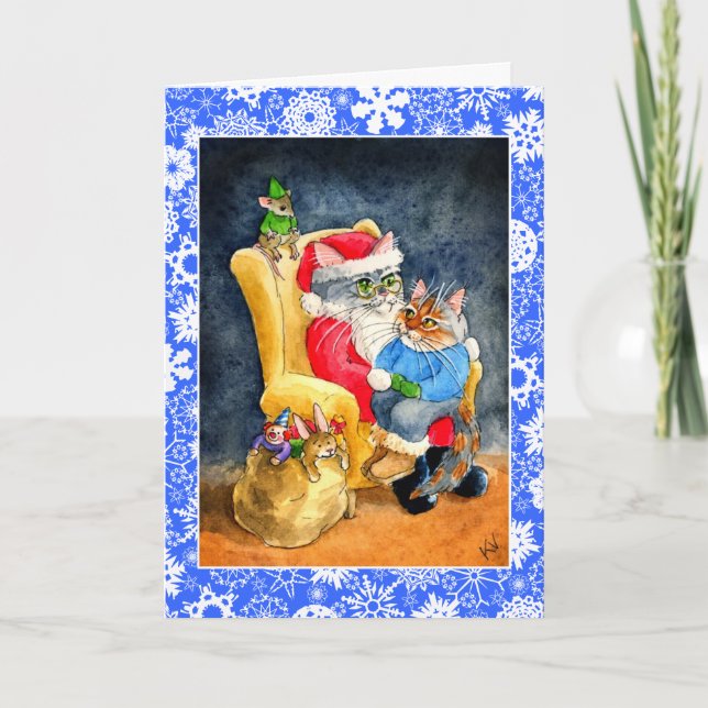 De Festividades Cartão do gato e dos ratos Natal ou do feriado (Frente)