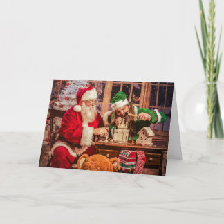 De Festividades Cartão do Natal com papai noel e duende