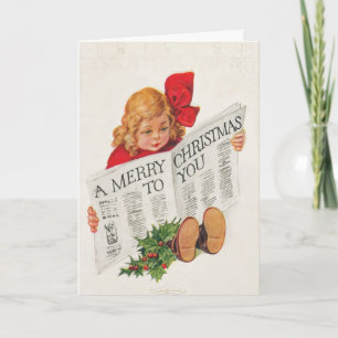 De Festividades Cartão do Natal da menina do Victorian do vintage