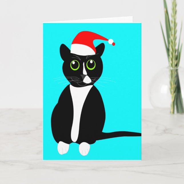 De Festividades Cartão do Natal do gato do smoking (Frente)