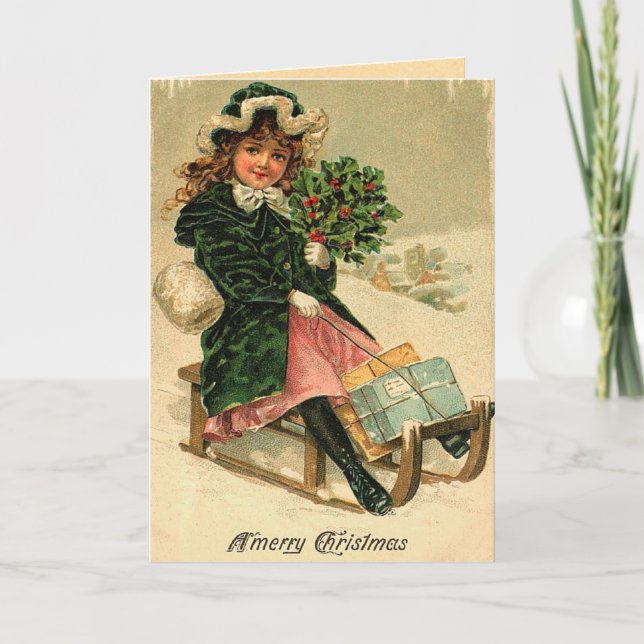 De Festividades Cartão do natal vintage (Frente)