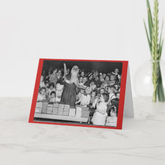 De Festividades Cartão do Papai Noel Vintage com Crianças