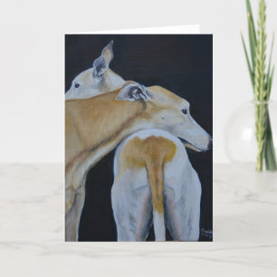 De Festividades Cartão Dobrado Arte Cachorro Greyhound Abraço
