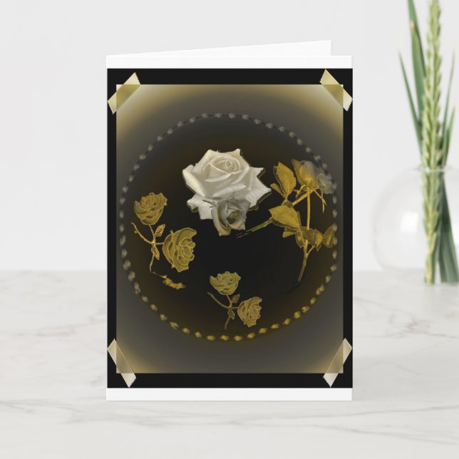 De Festividades Cartão Dourado dos rosas (Frente)