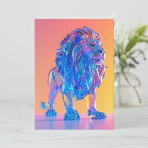 De Festividades Cartão em Branco Leão Azul Cristal